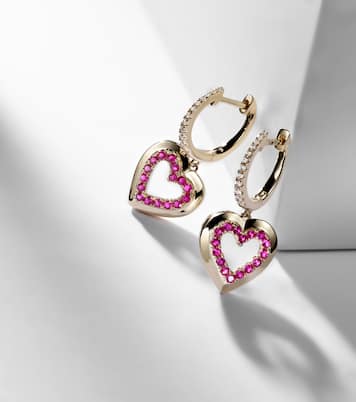 14kt gold hoop earrings with diamonds and sapphires | Roxanne First