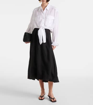 Jupe midi Rachelle en lin | Velvet