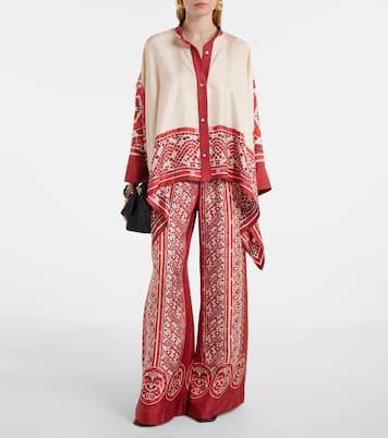 Printed silk twill palazzo pants | La DoubleJ