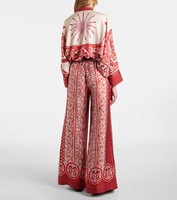 Printed silk twill palazzo pants | La DoubleJ