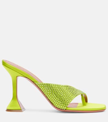 Shiona 95 crystal-embellished satin mules | Amina Muaddi
