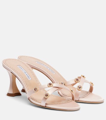 Pyrenea embellished satin mules | Manolo Blahnik