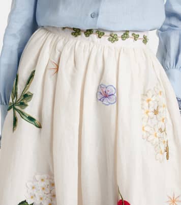 Tangelo embroidered linen maxi skirt | Agua by Agua Bendita