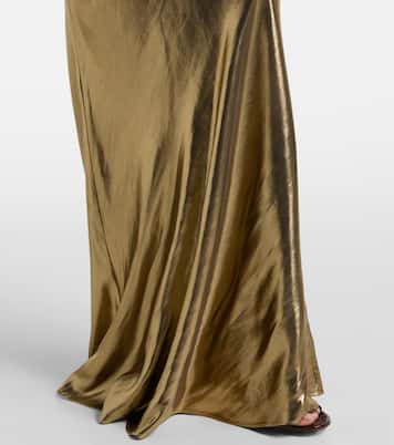 Metallic satin maxi skirt | Self-Portrait