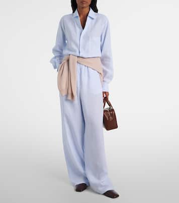 Weite High-Rise-Hose Valerio aus Leinen | Loro Piana