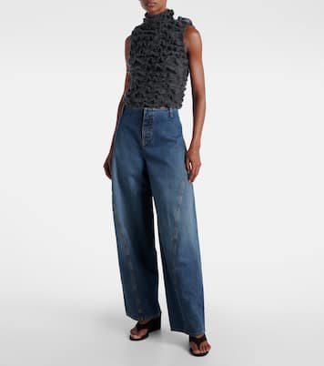 Ruffled mohair-blend turtleneck top | Alaïa