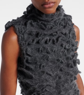 Ruffled mohair-blend turtleneck top | Alaïa