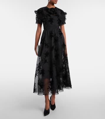 Ruffled floral organza midi dress | Rodarte