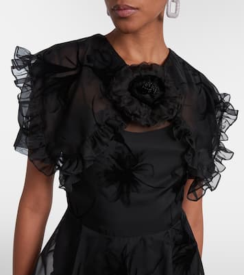Ruffled floral organza midi dress | Rodarte