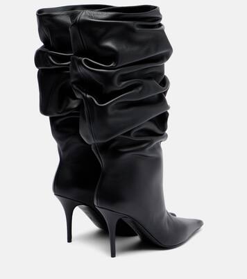 Anok 90 leather mid-calf boots | Amina Muaddi