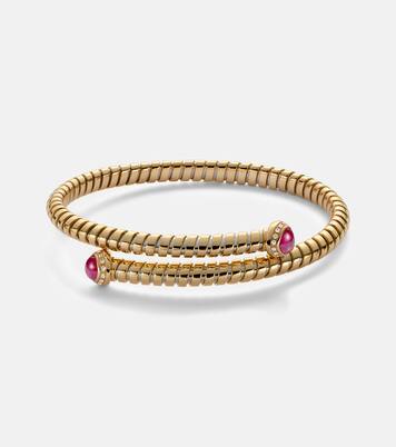 18kt yellow gold bangle with rubies and diamonds | Marina B