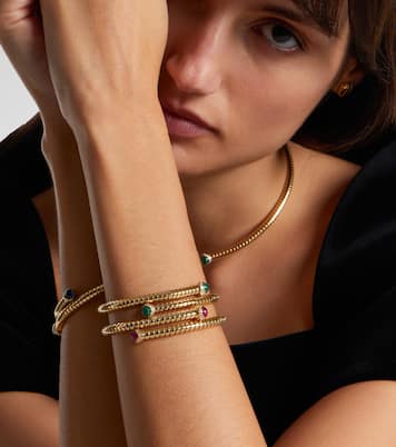 18kt yellow gold bangle with rubies and diamonds | Marina B