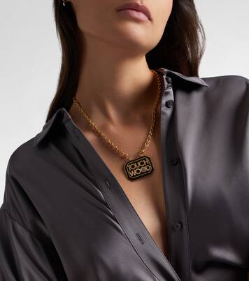 Halskette Scapular aus 18kt Gelbgold mit Ebenholz und Diamant | Marie Lichtenberg