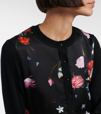 Floral printed cropped wool cardigan | Erdem