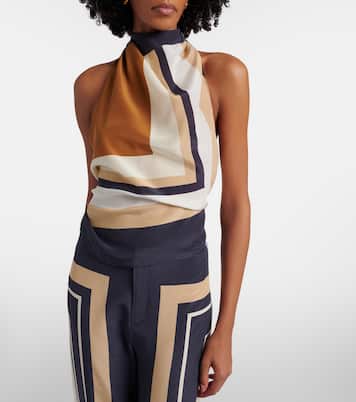 Printed halterneck silk top | SIR