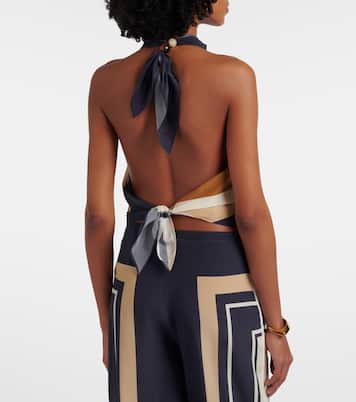 Printed halterneck silk top | SIR