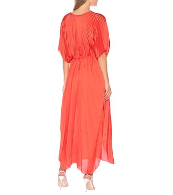 Nowra pleated satin maxi dress | Stella McCartney