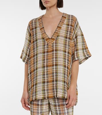 Top a quadri in lino | Victoria Beckham