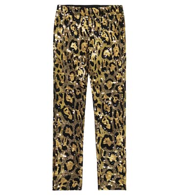 Bedruckte Leggings mit Pailletten | Dolce&Gabbana Kids