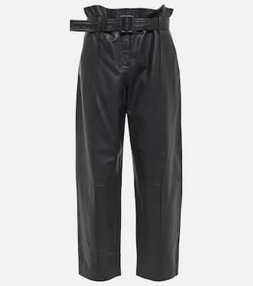High-rise leather paperbag pants | Yves Salomon
