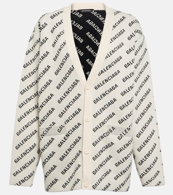 Logo cotton and wool-blend cardigan | Balenciaga