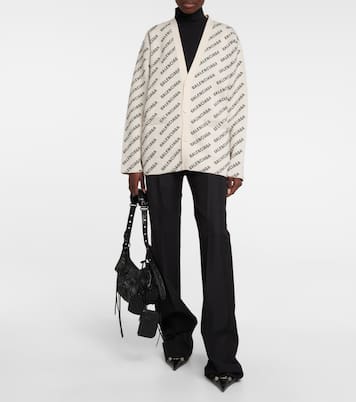 Logo cotton and wool-blend cardigan | Balenciaga