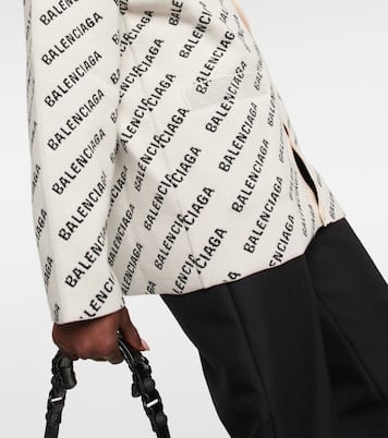 Logo cotton and wool-blend cardigan | Balenciaga