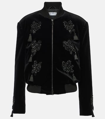 Bestickte Bomberjacke Musette aus Samt | Max Mara
