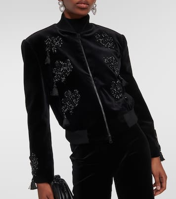 Bestickte Bomberjacke Musette aus Samt | Max Mara
