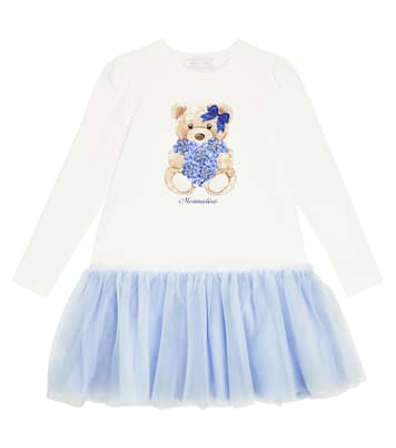 Abito in jersey di cotone con tulle | Monnalisa