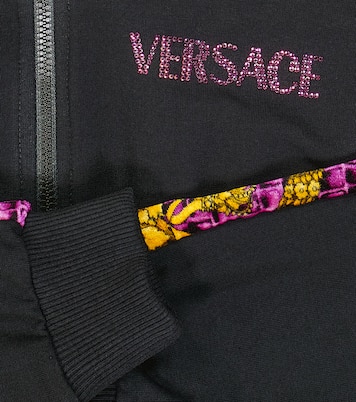 Felpa in misto cotone con zip e logo | Versace Kids