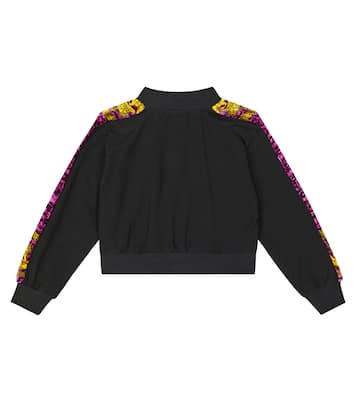 Felpa in misto cotone con zip e logo | Versace Kids