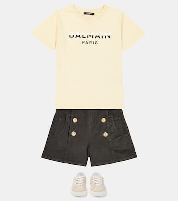 Camiseta de jersey de algodón con logo | Balmain Kids