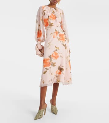 Vestido midi de seda floral | Erdem