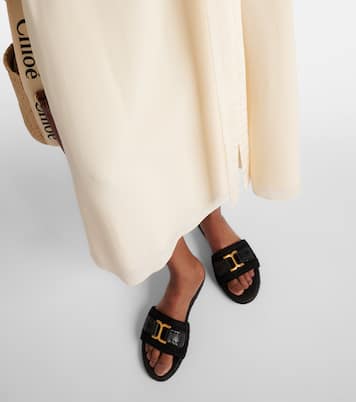 Marcie leather-trimmed espadrille slides | Chloé