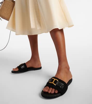 Marcie leather-trimmed espadrille slides | Chloé