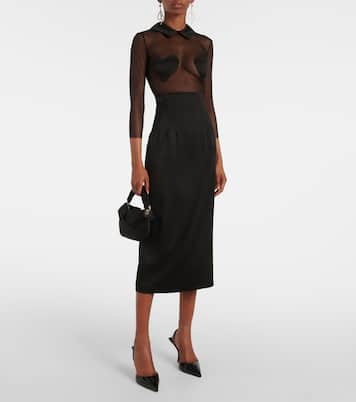 Mesh and satin midi dress | Blumarine