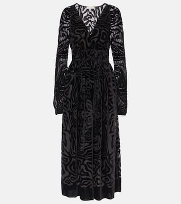 Vestido midi Elora de terciopelo y malla | Ulla Johnson