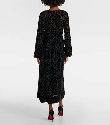 Vestido midi Elora de terciopelo y malla | Ulla Johnson