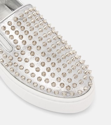Slip-on Spikeboat in pelle metallizzata | Christian Louboutin