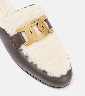 Slippers Catena de piel con borrego | Tod's