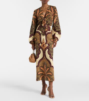 Across Paradise printed linen midi dress | Johanna Ortiz