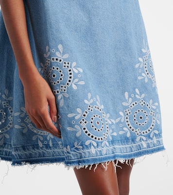 Abito corto di jeans con sangallo | Ganni