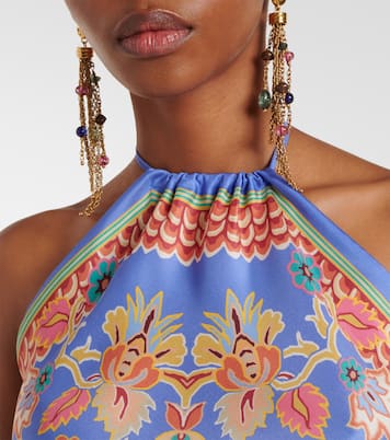Top de seda estampado con cuello halter | Etro