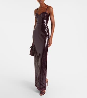 Robe mit Pailletten und Leder | David Koma