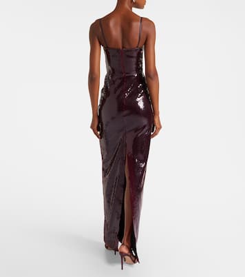 Robe mit Pailletten und Leder | David Koma
