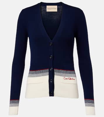 Cardigan in lana vergine a righe | Valentino