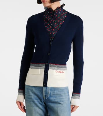 Cardigan in lana vergine a righe | Valentino