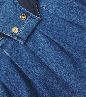 Pleated cotton denim dress | Versace Kids