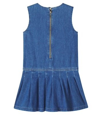 Pleated cotton denim dress | Versace Kids